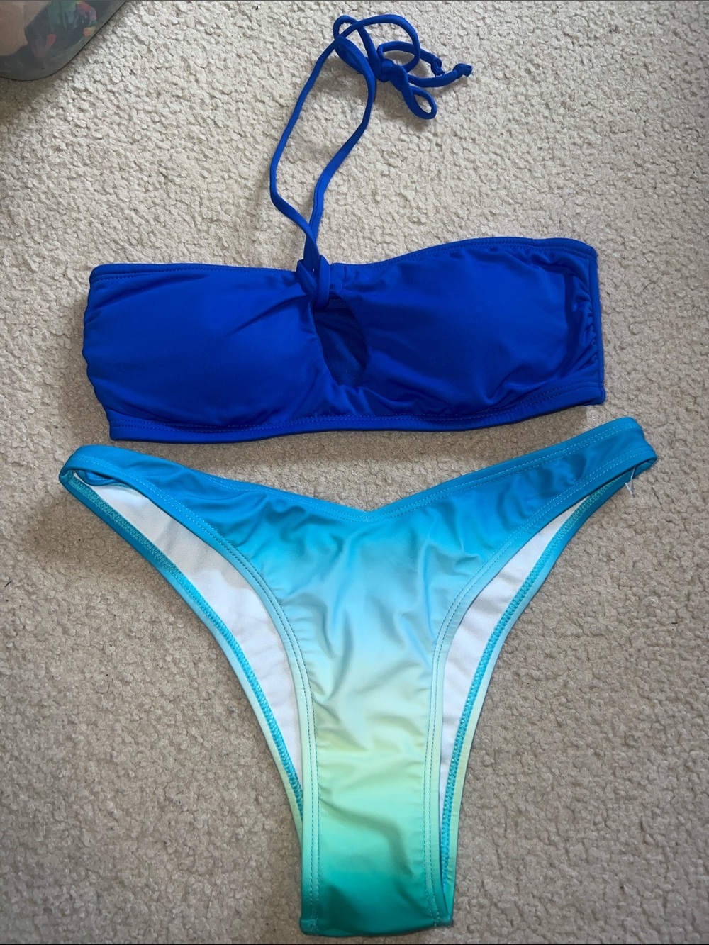 Ardene Blue Bandeau Top with Teal Ombre Bikini Bottom